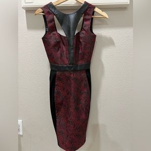 ASOS PETITE midi dress with leather trim